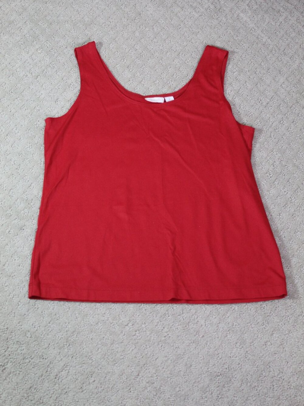 CHICOS Womens Knit Tank TOP Sleeveless Bright RED Scoop Neck Size 2 (L/12)